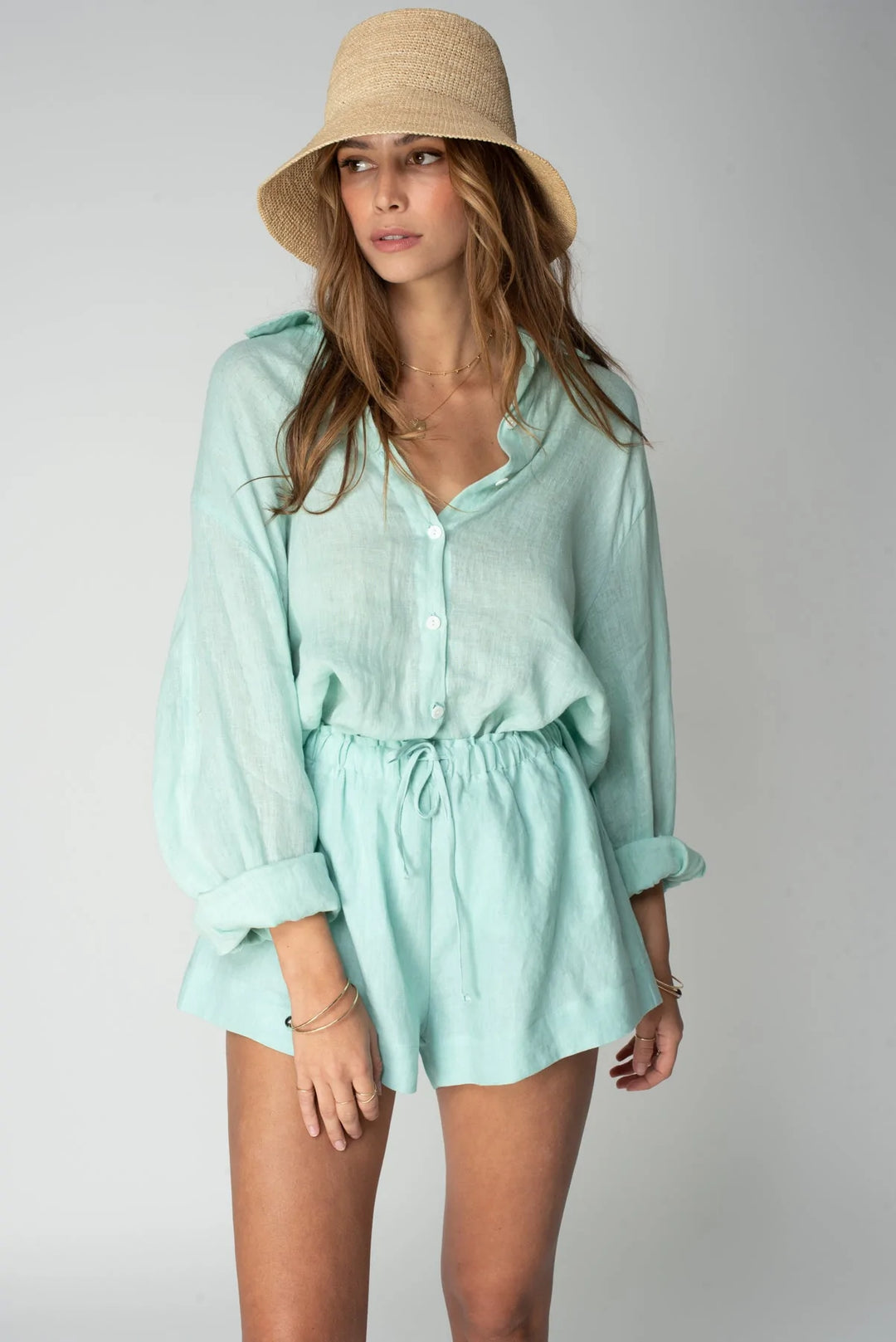 Stillwater The Linen Voile Favorite Shirt: Sea Glass | Jean Theory: